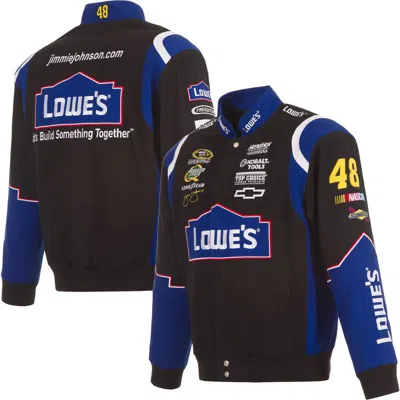 Jh Design Black Jimmie Johnson Lowe's Twill Driver Uniform Full-snap Jacket