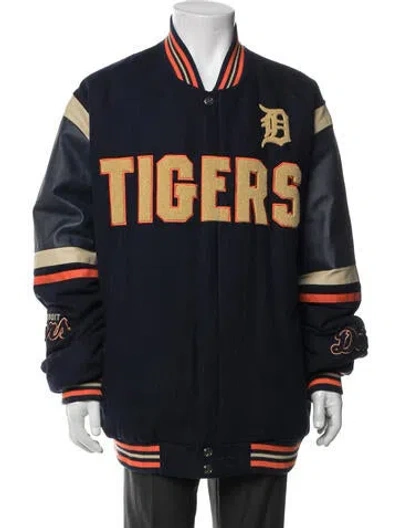 Pre-owned Jh Design Graphic Print Varsity Jacket In Blue