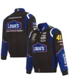 Jh Design Men's Black Jimmie Johnson Lowe's Twill Driver Uniform Full-snap Jacket In Black,royal