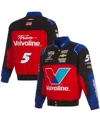 Jh Design Men's Black/red Kyle Larson Valvoline Full-snap Twill Uniform Jacket In Multi