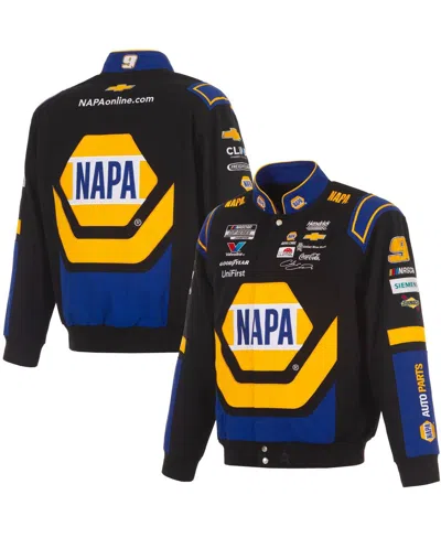 Jh Design Men's Black/royal Chase Elliott Napa Full-snap Twill Uniform Jacket
