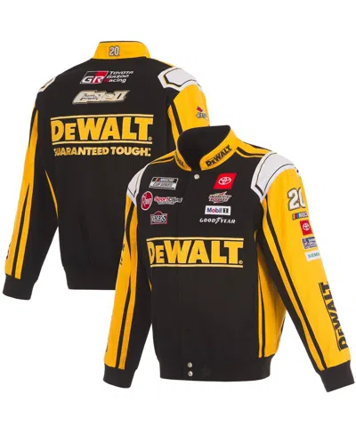Jh Design Men's Black/yellow Christopher Bell Dewalt Full-snap Twill Uniform Jacket