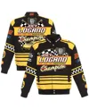 Jh Design Men's Black/yellow Joey Logano 2024 Nascar Cup Series Champion Twill Full-button Jacket