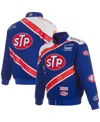 Jh Design Men's Blue/white Richard Petty Stp Full-snap Twill Uniform Jacket In Blue,white