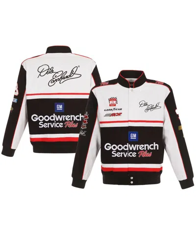 JH DESIGN MEN'S JH DESIGN WHITE, BLACK DALE EARNHARDT GOODWRENCH TWILL UNIFORM FULL-SNAP JACKET