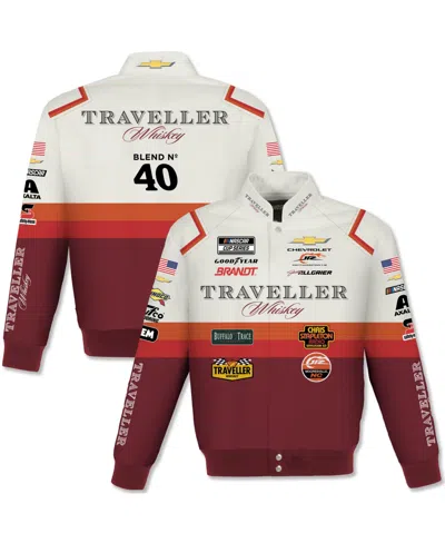 Jh Design Men's Red/white Justin Allgaier Traveller Whiskey Full-snap Twill Racing Jacket In Brown