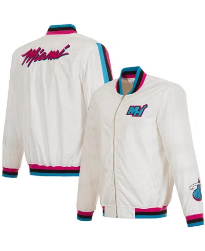 Jh Design Men'sâ White Miami Heat 2024/25 City Edition Full-zip Nylon Bomber Jacket