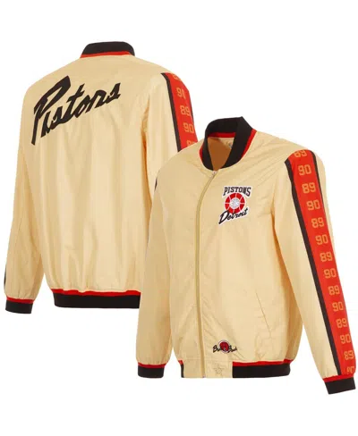 Jh Design Men'sâ Tan Detroit Pistons 2024/25 City Edition Full-zip Nylon Bomber Jacket In Brown