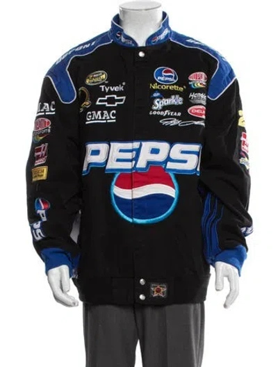 Pre-owned Jh Design Printed Varsity Jacket In Black
