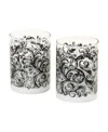 Jh Specialties Inc/lumabase Battery Operated Baroque Swirl Led Glass Candles With Moving Flame, Set Of 2 In Black