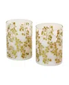 Jh Specialties Inc/lumabase Battery Operated Fern Led Glass Candles With Moving Flame, Set Of 2 In Gold-tone