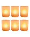 Jh Specialties Inc/lumabase Battery Operated Led Lights In Frosted Votive Holders, 6 Pieces In Orange