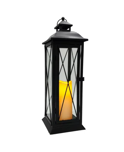 Jh Specialties Inc/lumabase Battery Operated Led Metal Lantern - Crisscross In Black