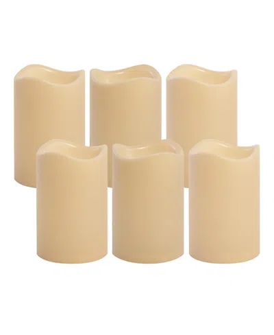 Jh Specialties Inc/lumabase Battery Operated Led Pillar Candles, Set Of 6 In Cream