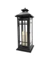 Jh Specialties Inc/lumabase Battery Operated Metal Lantern With Led Candle - Window In Black