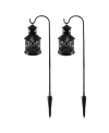 Jh Specialties Inc/lumabase Lumabase Set Of 2 Black Metal Lantern Candle Holder And 30" Shepherd's Hook In Black