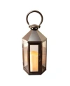 Jh Specialties Inc/lumabase Lumabase Warm Black Hexagon Metal Lantern With Led Candle In Black