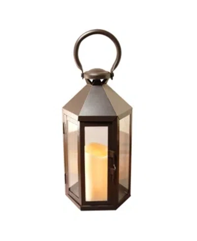 Jh Specialties Inc/lumabase Lumabase Warm Black Hexagon Metal Lantern With Led Candle