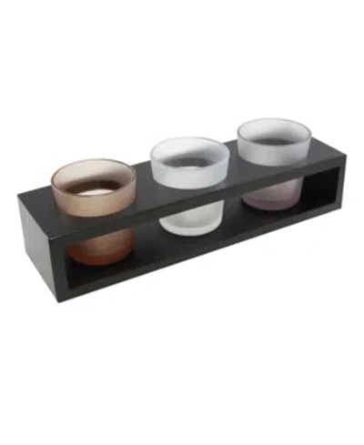 Jh Specialties Inc/lumabase Lumabase Wooden Trio Tray With 3 Glass Votive Holders In Open Misce