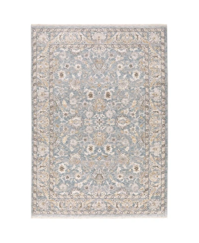 Jhb Design S Kumar Kum03 Blue And Ivory 2'3" X 7'6" Runner Rug In Blue,ivory