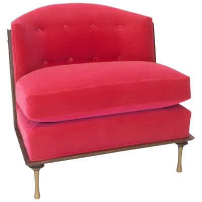 Pre-owned Jhon Ortiz Art Deco Barrel Slipper Chair With Exposed Walnut Frame And Gold Feet In Brown