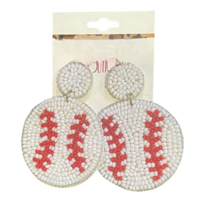 Jhp Collection Women's Game Day Glam Baseball Earrings In White
