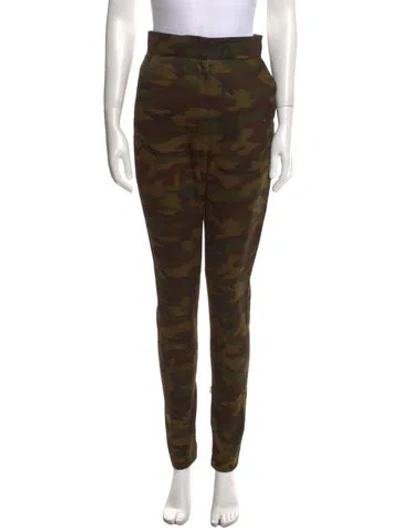 Pre-owned Ji Oh Printed Skinny Leg Pants In Green
