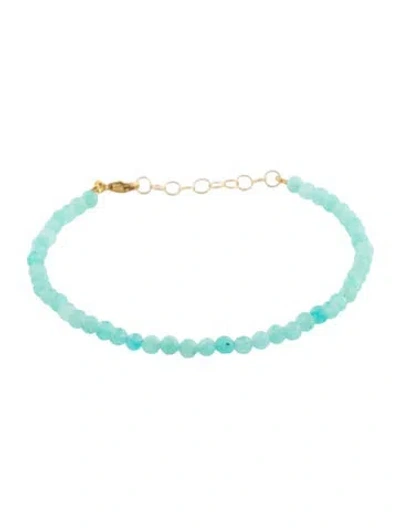 Pre-owned Jia Jia 14k Amazonite Beaded Bracelet, 7.25" In Multicolor