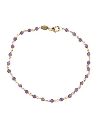Pre-owned Jia Jia 14k Amethyst Bead Bracelet, 7" In Multicolor