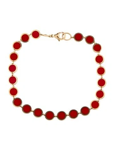 Pre-owned Jia Jia 14k Coral Station Bracelet, 7" In Multi
