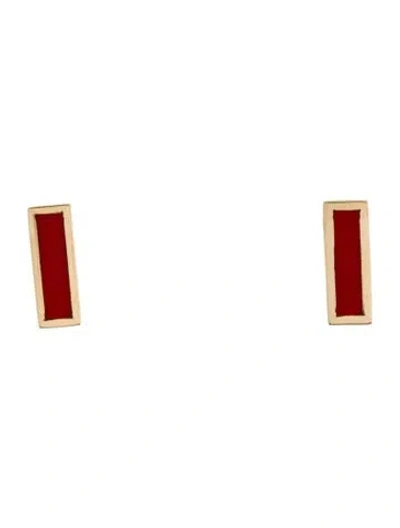 Pre-owned Jia Jia 14k Coral Stud Earrings In Multi