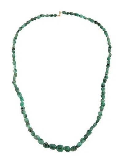 Pre-owned Jia Jia 14k Emerald Bead Necklace, 22.25" In Multicolor