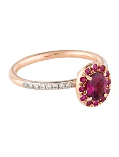 Pre-owned Jia Jia 14k Garnet, Ruby & Diamond Cocktail Ring In Multicolor