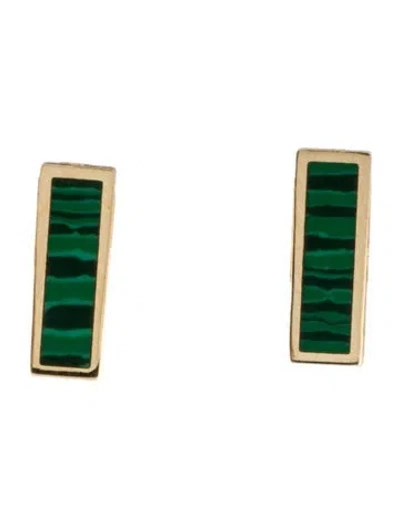 Pre-owned Jia Jia 14k Malachite Stud Earrings In Multicolor