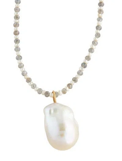 Pre-owned Jia Jia 14k Pearl, Ruby & Labradorite Pendant Necklace, 32.5" In Multicolor