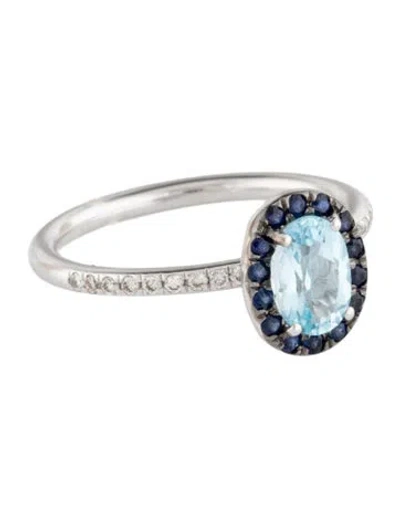 Pre-owned Jia Jia 14k Topaz, Sapphire & Diamond Cocktail Ring In Multicolor
