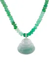 Jia Jia 14kt Weissgoldhalskette Mit Schmucksteinen In Green