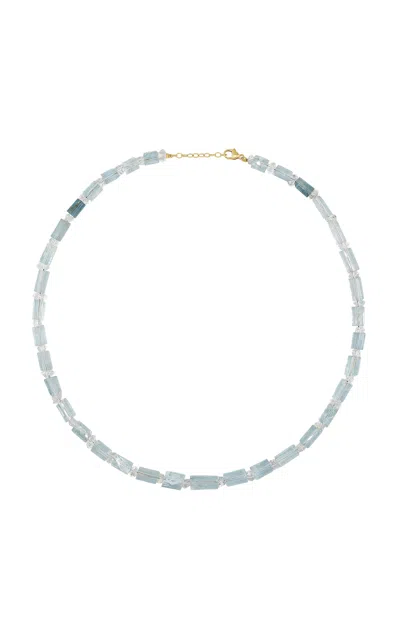 Jia Jia 14k Yellow Gold Aquamarine Herkimer Diamond Necklace In Metallic