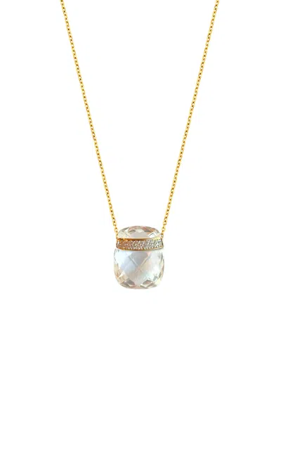 Jia Jia 14k Yellow Gold Crystal Quartz Diamond Bar Necklace In White