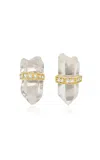 Jia Jia 14k Yellow Gold Crystalline Crystal Quartz Diamond Studs Earrings