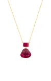 Jia Jia 14k Yellow Gold Happy Buddha Bicolor Tourmaline Necklace In Pink