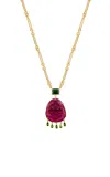 Jia Jia 14k Yellow Gold Happy Buddha In The Clouds Tourmaline Necklace In Pink