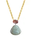 Jia Jia 14k Yellow Gold Happy Buddha Jumbo Tourmaline Buddha Necklace In Green