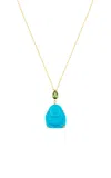 Jia Jia 14k Yellow Gold Happy Buddha Turquoise Tourmaline Crown Necklace In Blue