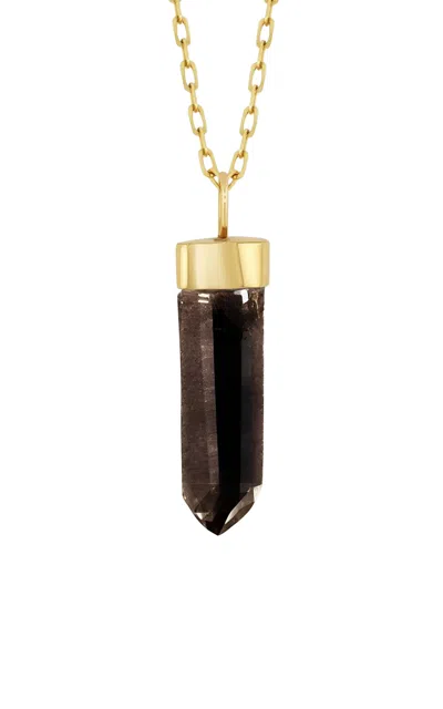 Jia Jia 14k Yellow Gold Smoky Quartz Charm Necklace In Black