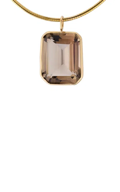 Jia Jia 14k Yellow Gold Smoky Quartz Gemstone Necklace In Brown
