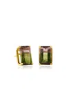 Jia Jia 14k Yellow Gold Treasure Bicolor Tourmaline Emerald Cut Studs 1 In Green