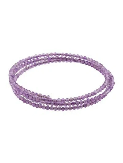 Pre-owned Jia Jia Amethyst Triple Stack Bead Bracelet, 7.75" In Multicolor