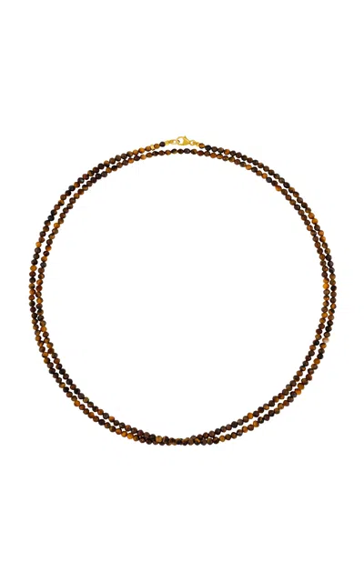 Jia Jia Arizona 14k Yellow Gold Tigers Eye Double Necklace In Brown