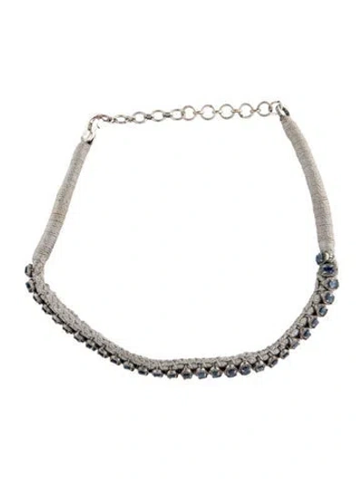 Pre-owned Jia Jia Diamond,sapphire & Cord Choker Necklace, 14.75" In Multicolor